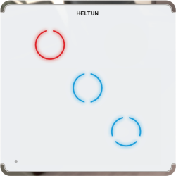 HE-TPS03-WW Touch Panel Switch, Z-Wave Plus v2 700-serien, 3 knapper, 2x indgange, 3x 5A udgange